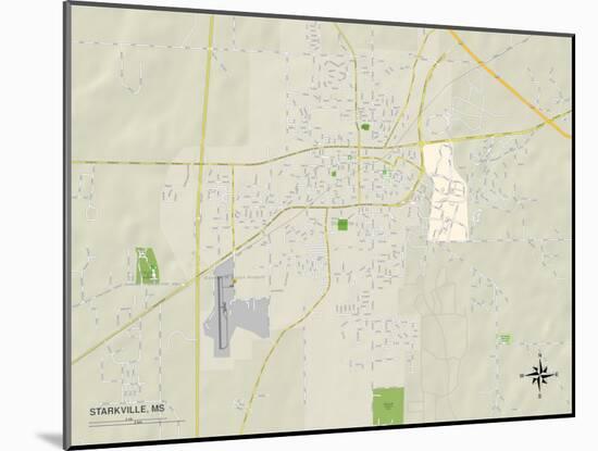 Political Map of Starkville, MS-null-Mounted Art Print