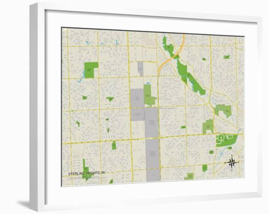 Political Map of Sterling Heights, MI-null-Framed Art Print