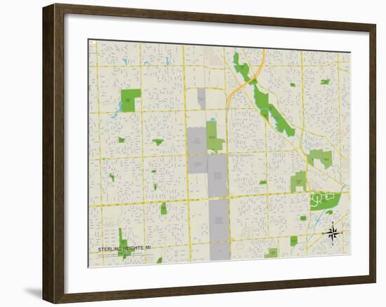 Political Map of Sterling Heights, MI-null-Framed Art Print