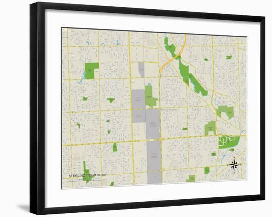 Political Map of Sterling Heights, MI-null-Framed Art Print