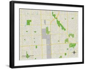 Political Map of Sterling Heights, MI-null-Framed Art Print