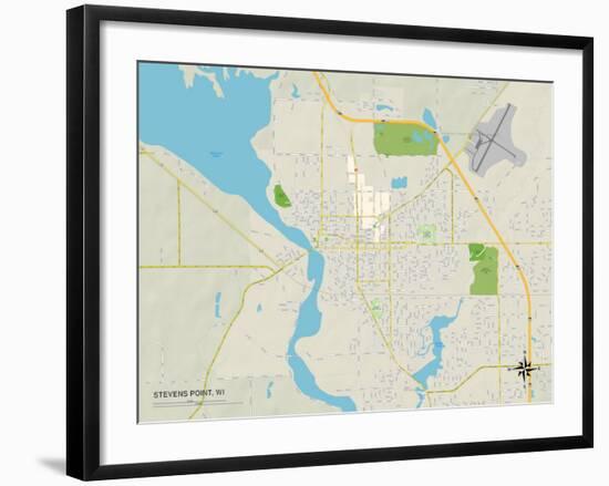 Political Map of Stevens Point, WI-null-Framed Art Print