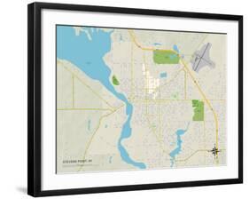 Political Map of Stevens Point, WI-null-Framed Art Print