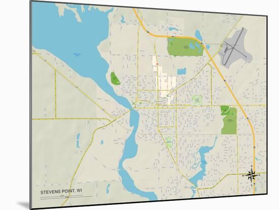 Political Map of Stevens Point, WI-null-Mounted Art Print