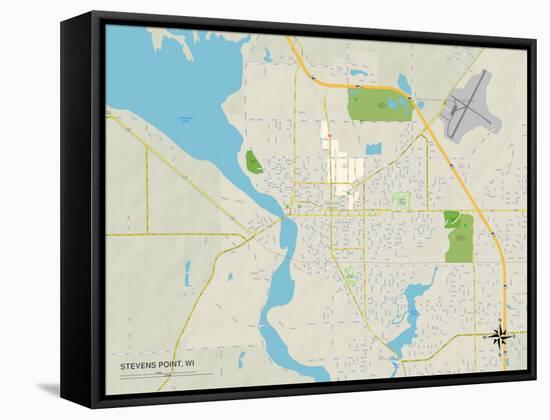 Political Map of Stevens Point, WI-null-Framed Stretched Canvas