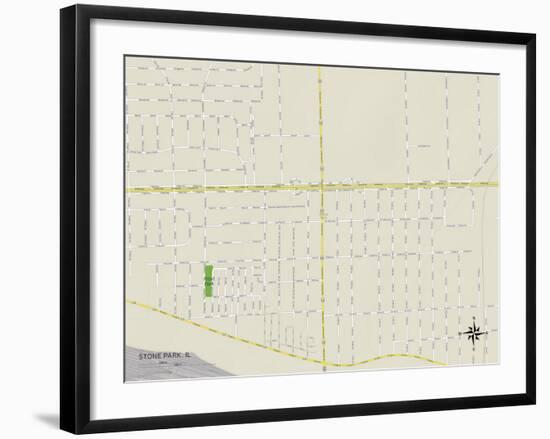 Political Map of Stone Park, IL-null-Framed Art Print