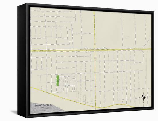 Political Map of Stone Park, IL-null-Framed Stretched Canvas
