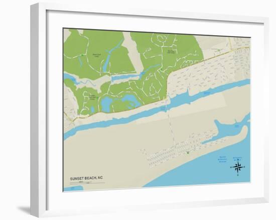 Political Map of Sunset Beach, NC-null-Framed Art Print