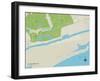 Political Map of Sunset Beach, NC-null-Framed Art Print