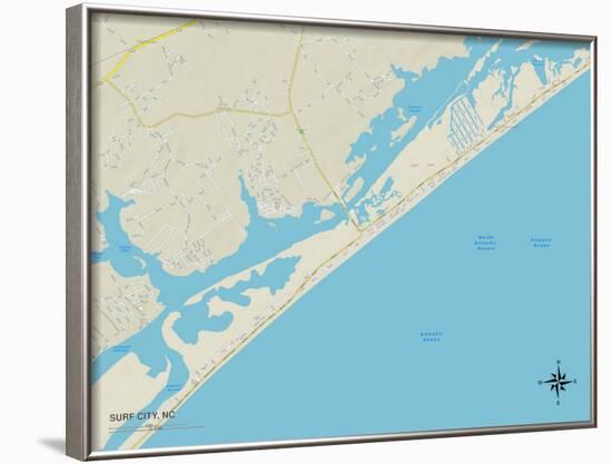 Political Map of Surf City, NC-null-Framed Art Print