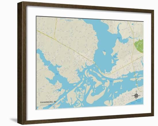 Political Map of Swansboro, NC-null-Framed Art Print