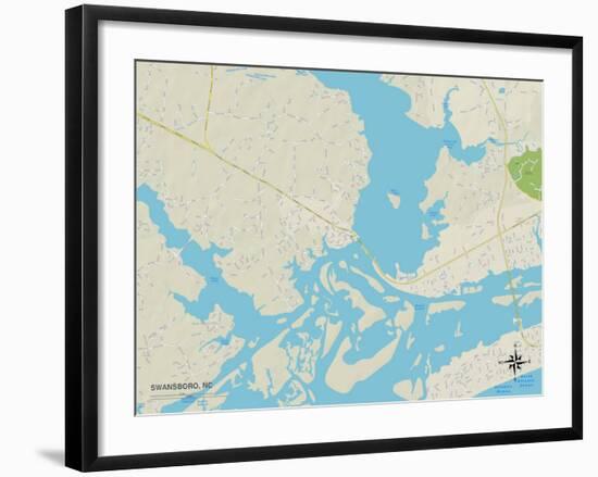 Political Map of Swansboro, NC-null-Framed Art Print