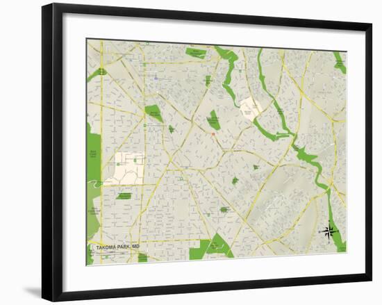 Political Map of Takoma Park, MD-null-Framed Art Print