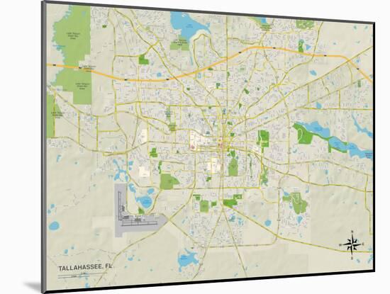 Political Map of Tallahassee, FL-null-Mounted Art Print