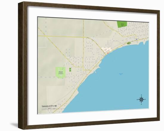 Political Map of Tawas City, MI-null-Framed Art Print