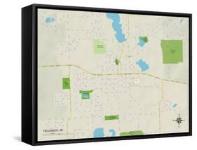 Political Map of Tecumseh, MI-null-Framed Stretched Canvas