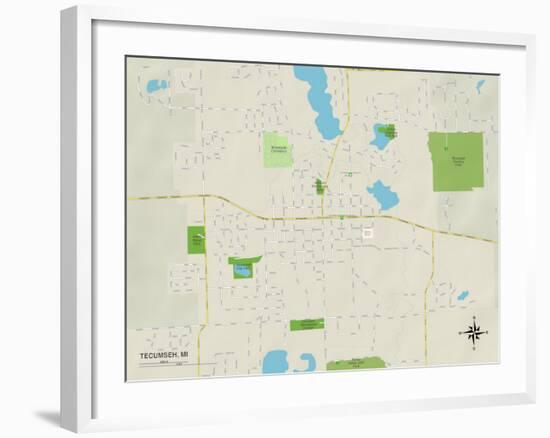 Political Map of Tecumseh, MI-null-Framed Art Print