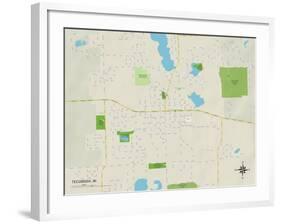 Political Map of Tecumseh, MI-null-Framed Art Print