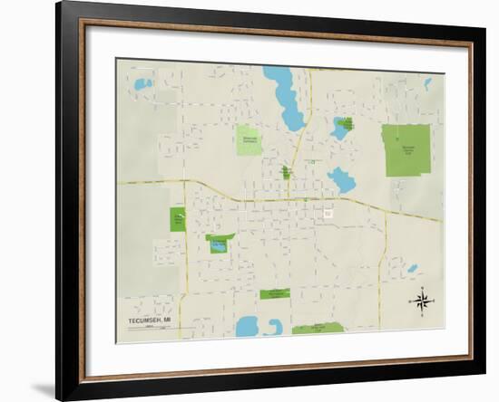 Political Map of Tecumseh, MI-null-Framed Art Print