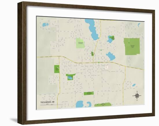 Political Map of Tecumseh, MI-null-Framed Art Print