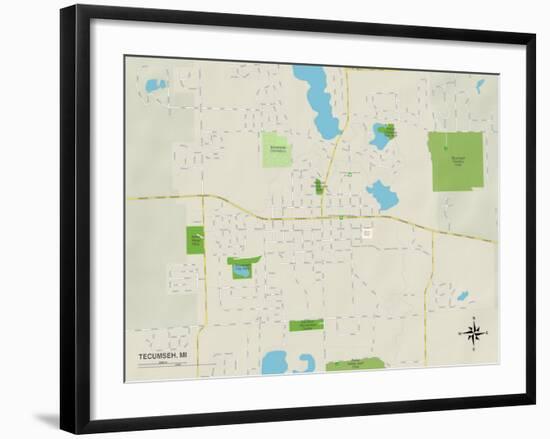 Political Map of Tecumseh, MI-null-Framed Art Print