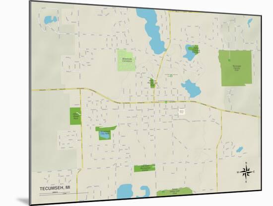 Political Map of Tecumseh, MI-null-Mounted Art Print