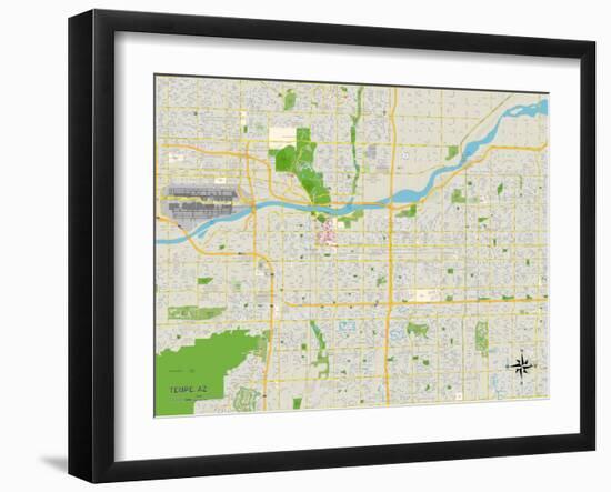 Political Map of Tempe, AZ-null-Framed Art Print