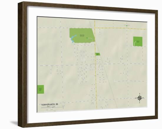 Political Map of Temperance, MI-null-Framed Art Print