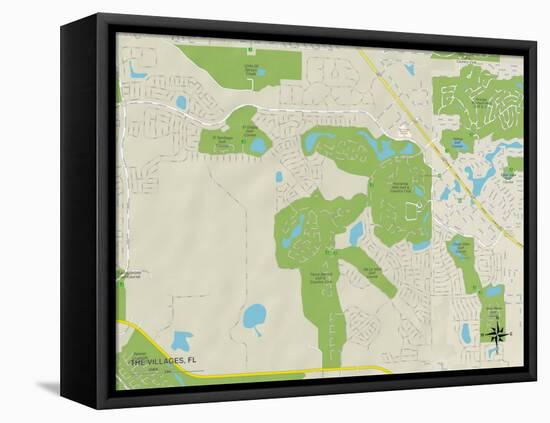 Political Map of The Villages, FL-null-Framed Stretched Canvas