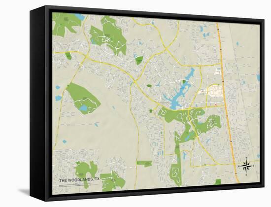 Political Map of The Woodlands, TX-null-Framed Stretched Canvas