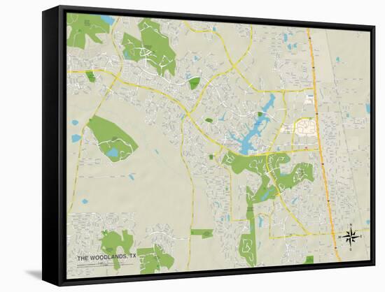 Political Map of The Woodlands, TX-null-Framed Stretched Canvas