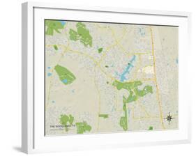 Political Map of The Woodlands, TX-null-Framed Art Print