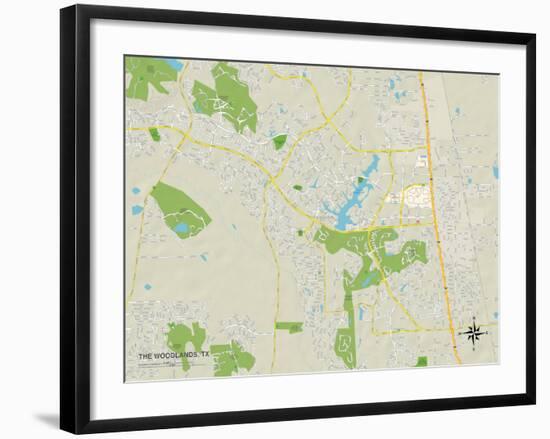 Political Map of The Woodlands, TX-null-Framed Art Print