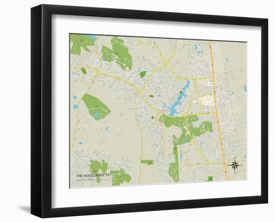 Political Map of The Woodlands, TX-null-Framed Art Print