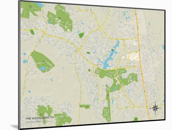 Political Map of The Woodlands, TX-null-Mounted Art Print