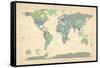 Political Map of the World Map-Michael Tompsett-Framed Stretched Canvas