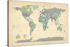 Political Map of the World Map-Michael Tompsett-Stretched Canvas