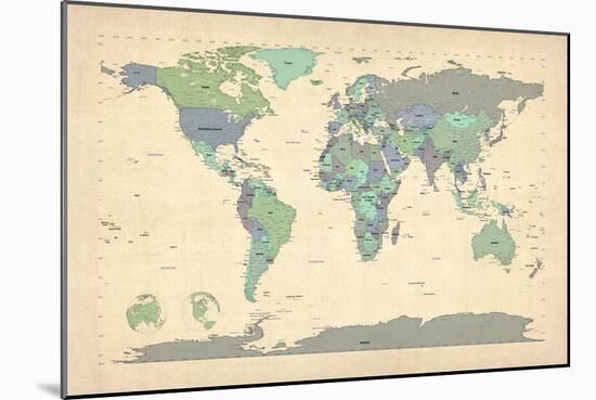 Political Map of the World Map-Michael Tompsett-Mounted Art Print