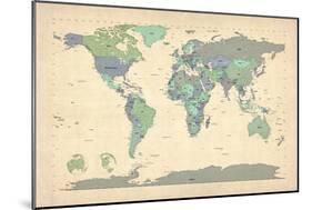 Political Map of the World Map-Michael Tompsett-Mounted Art Print