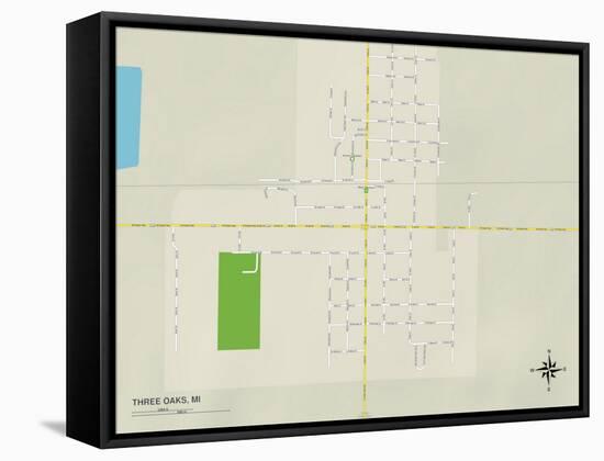 Political Map of Three Oaks, MI-null-Framed Stretched Canvas