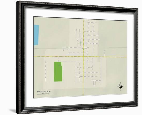 Political Map of Three Oaks, MI-null-Framed Art Print