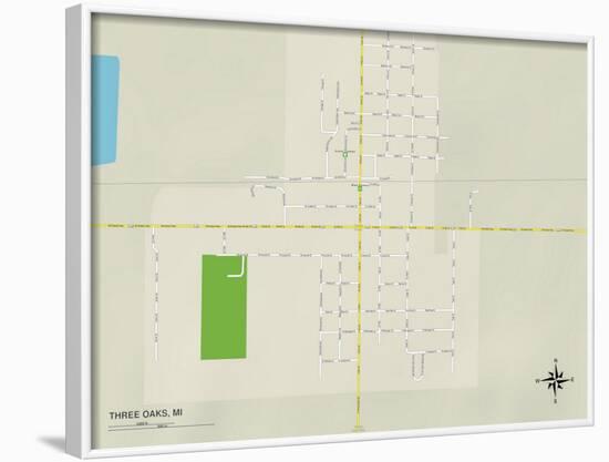 Political Map of Three Oaks, MI-null-Framed Art Print