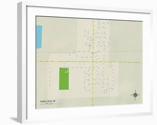 Political Map of Three Oaks, MI-null-Framed Art Print