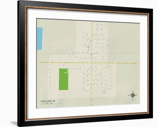 Political Map of Three Oaks, MI-null-Framed Art Print