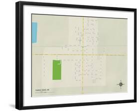 Political Map of Three Oaks, MI-null-Framed Art Print