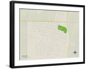 Political Map of Tioga, ND-null-Framed Art Print