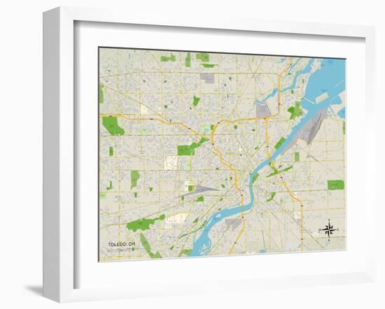 Political Map of Toledo, OH-null-Framed Art Print