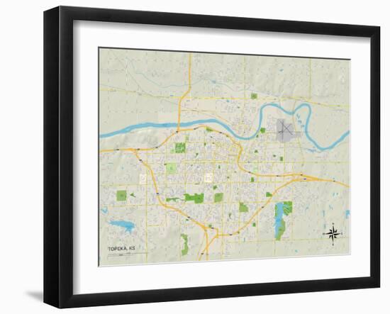 Political Map of Topeka, KS-null-Framed Art Print