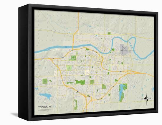 Political Map of Topeka, KS-null-Framed Stretched Canvas