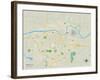 Political Map of Topeka, KS-null-Framed Art Print